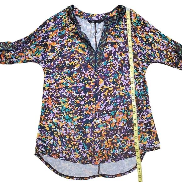 BCBGMaxAzria Womens Grape Paint Splatter Print Blouse Size XS - Picture 10 of 13